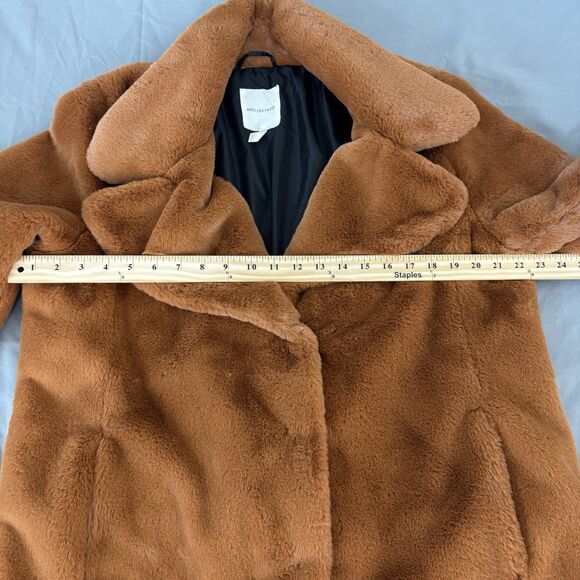 Avec Les Filles $199 Luxurious Notch Lapel Brown Faux Fur Coat Size Large NWT - Picture 11 of 13